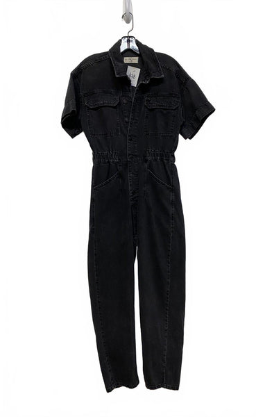 We The Free Black Washed Denim Short Sleeved Jumpsuit Size Small
