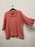 Flax Peach Pink Linen Button-Up Loose Fit Batwing Shirt - Medium