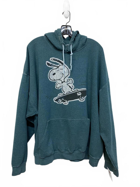 Desert Dreamer Women's Peanuts Snoopy Skateboard Hoodie XL Teal Oversized Cozy