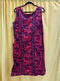 Sleeveless Red and Black Tropical Print Dress With Pockets Size Medium